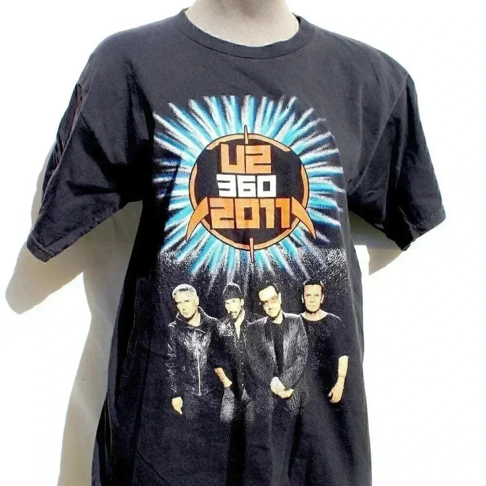 Vintage 2011 US 360 Tour Graphic Tee Black Concert T-Shirt Tee Shirt Medium - Picture 1 of 3